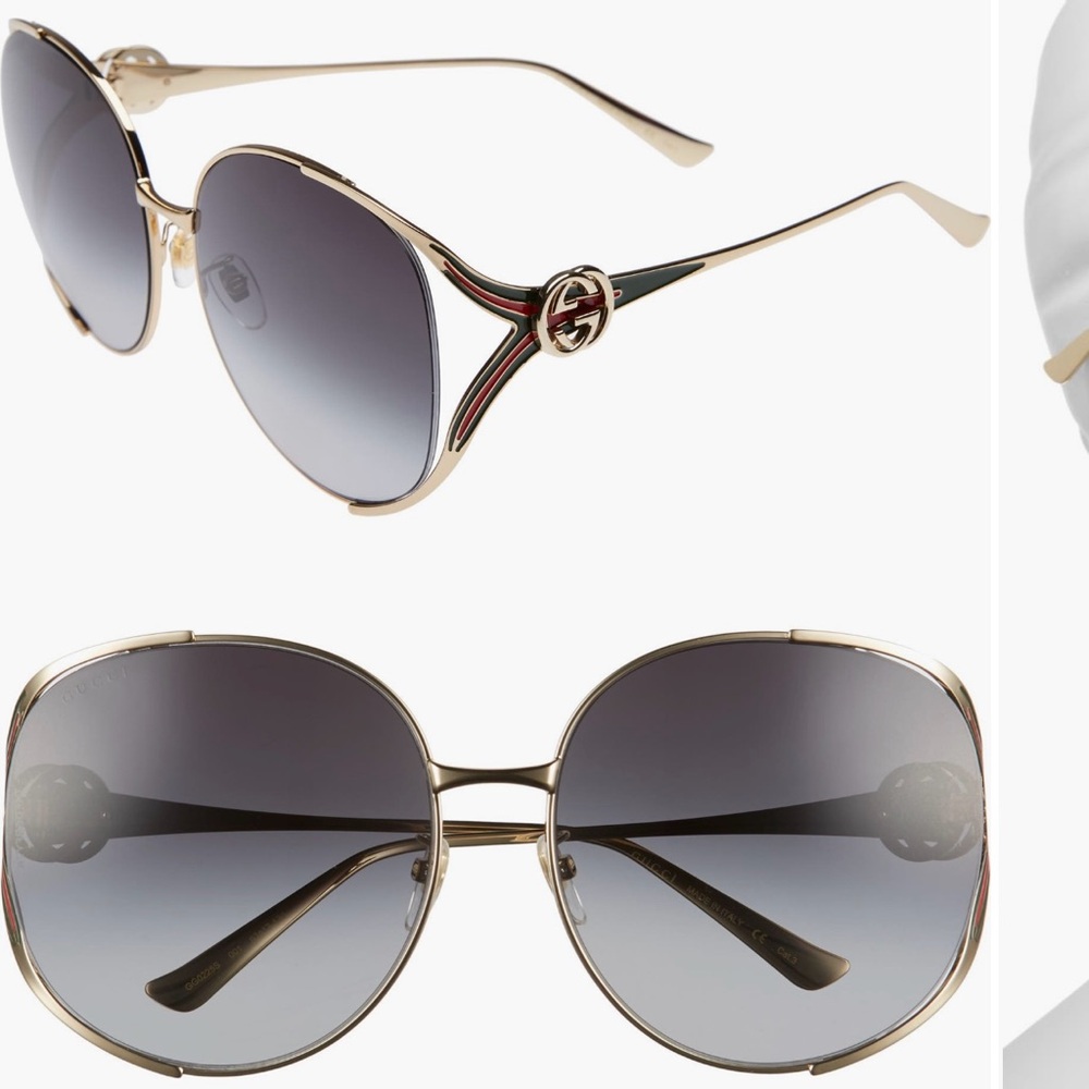 Gucci 63mm Gradient Oversize Open
Temple Round Sunglasses